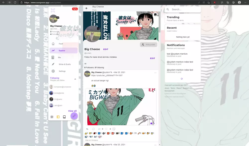 “Spaces” a React based Twitter + Discord style microblogging platform with payment processor (a-la OnlyFans)